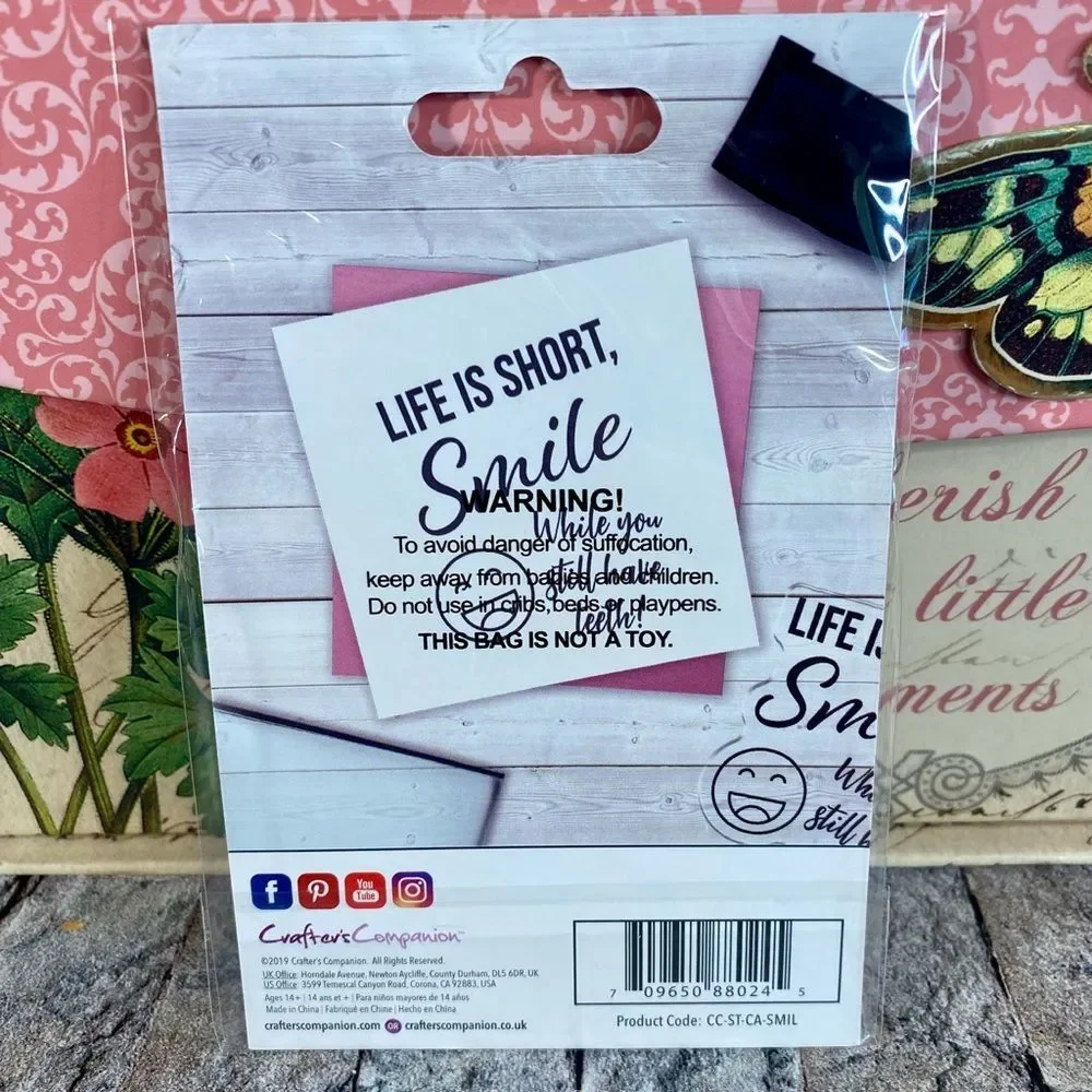 Crafter's Companion Clear Acrylic Stamp NWT Life Is Short 1 Piece Handmade Cards